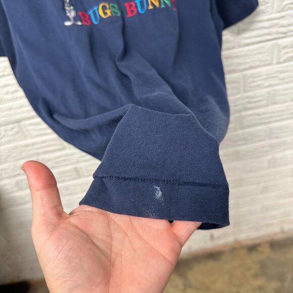 Vintage Bugs Bunny Single‎ Stitch Embroidered Shirt Large  Made in USA - Picture 4 of 5